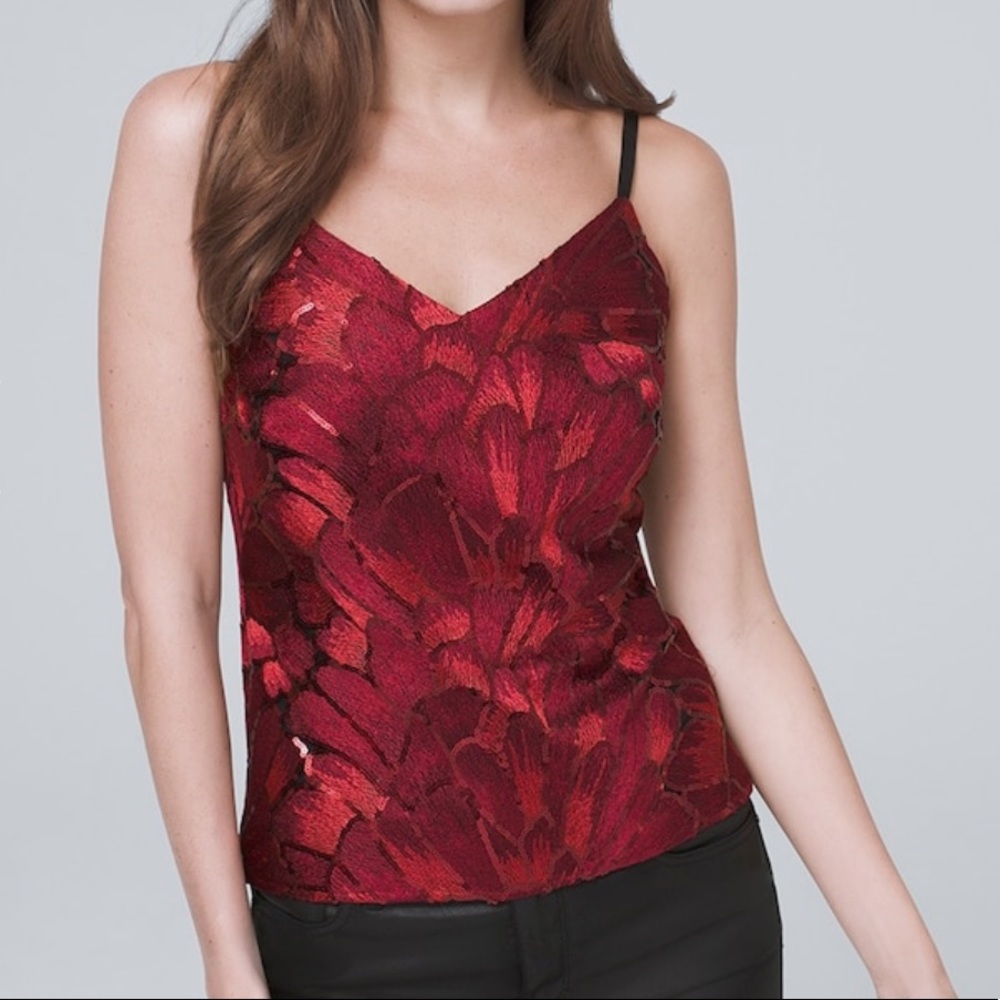 NWT Beautiful, fun sequined top! Gorgeous red and stylish with versatility!! 😊🎉